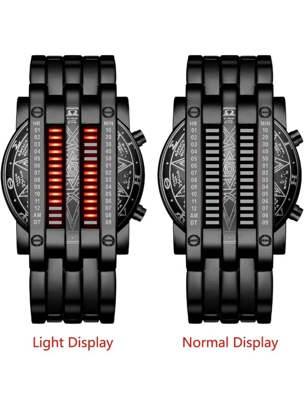 Stylish Men's Blue LED Digital Watch - Classic Black Plated Fashion Wristwatch